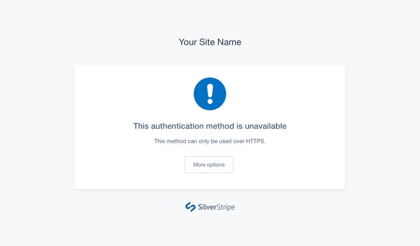 A screenshot of a 'method unavailable' error message when a user attempts to log in over the insecure HTTP protocol