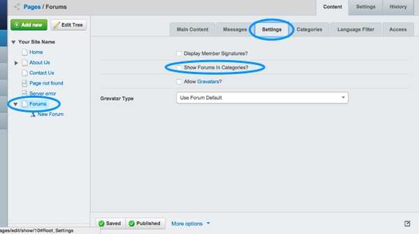 Enable categories
