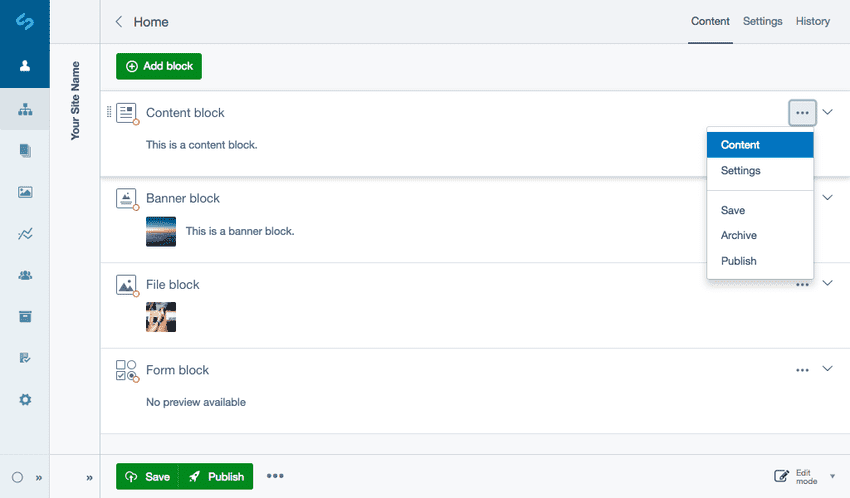 Content block more options