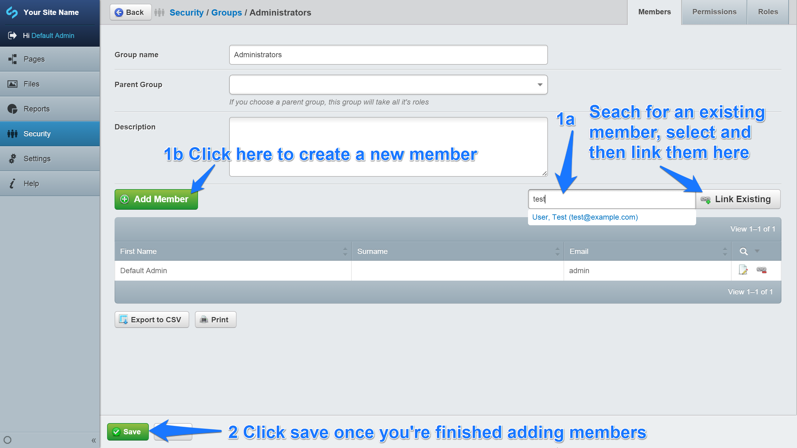 Adding members to a group