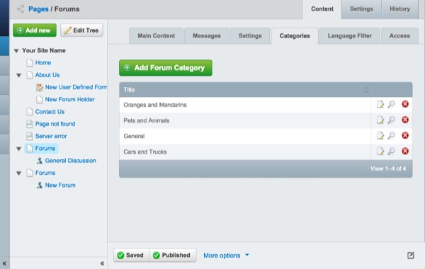 Sorting Forums into categories