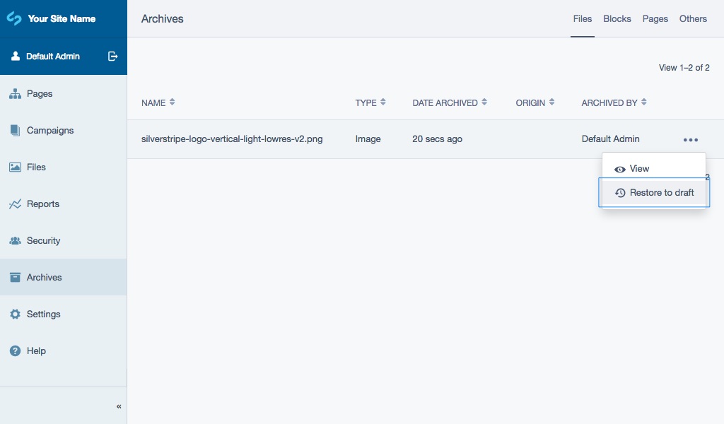 Restoring an archived page