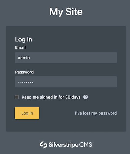 Login to Silverstripe CMS