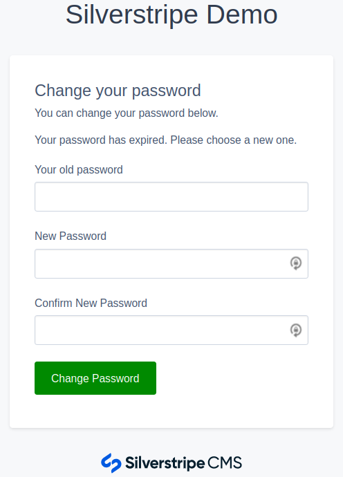 Setting a new password after it expires