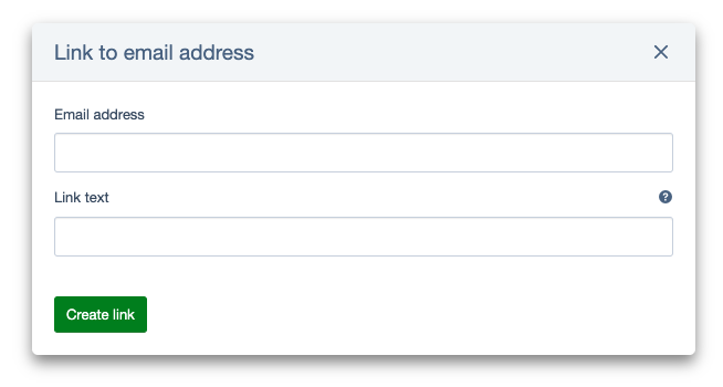 A screenshot of the form "Link to email address"