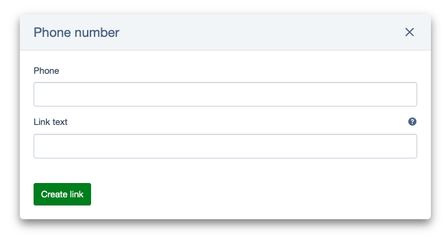 A screenshot of the form "Phone number"