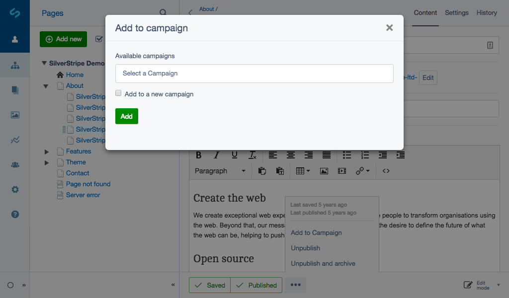 Campaign modal