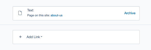 A screenshot of the link field on the page